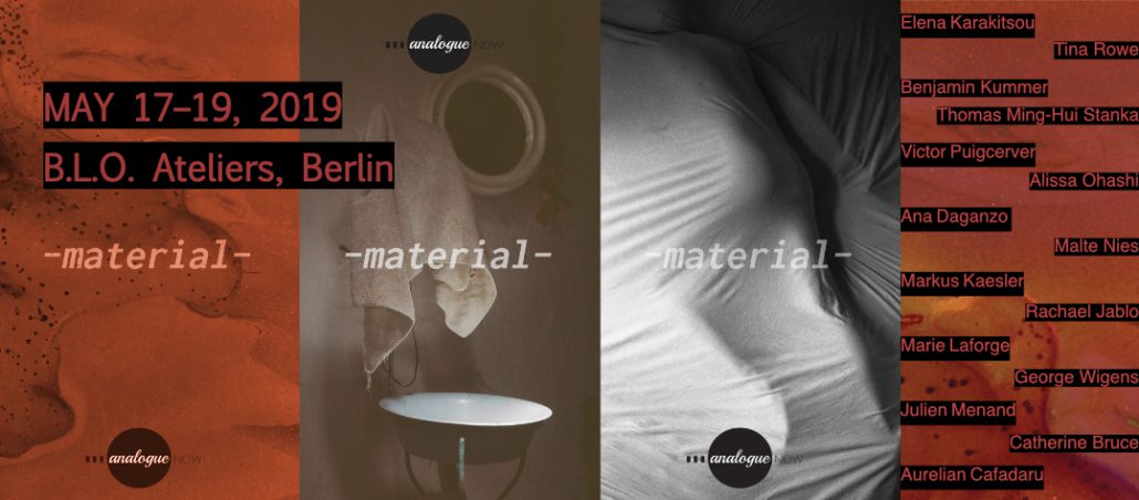 Banner for the 2019 group exhibition "Material"